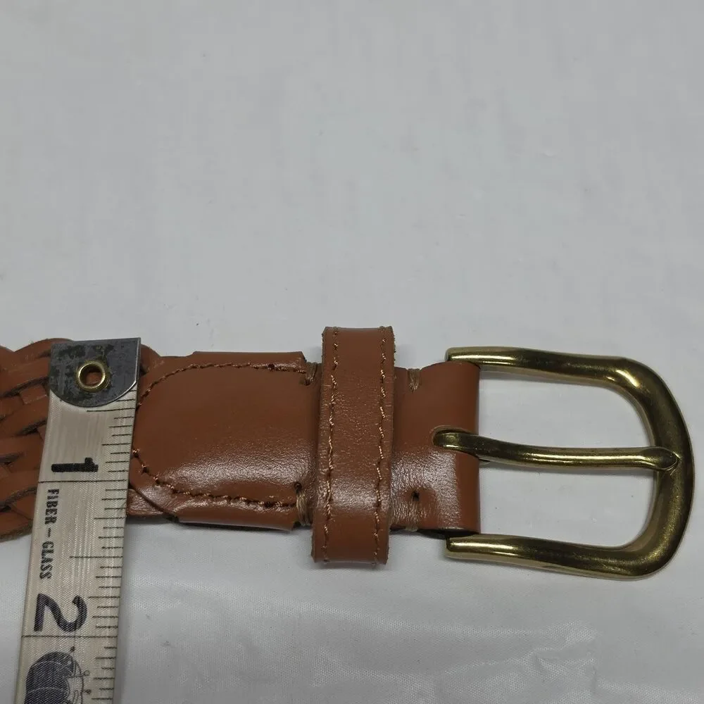 J.Crew Genuine Leather Woven Bohemian Belt In Cognac Brown Size Large - Picture 5 of 5